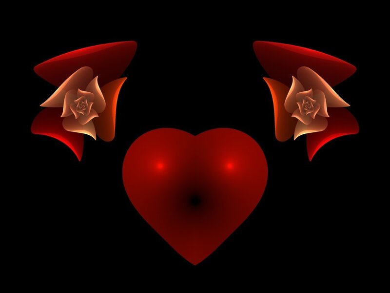 red heart with roses