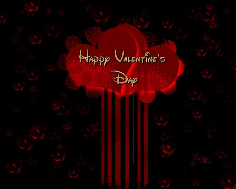 Red Heart with Roses — Black, Dramatic
