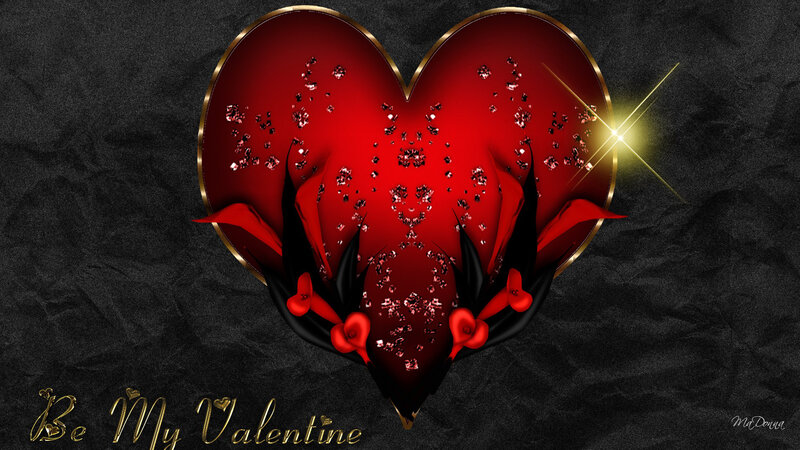 Red Heart with Roses — Romantic, Digital Art, Sparkles