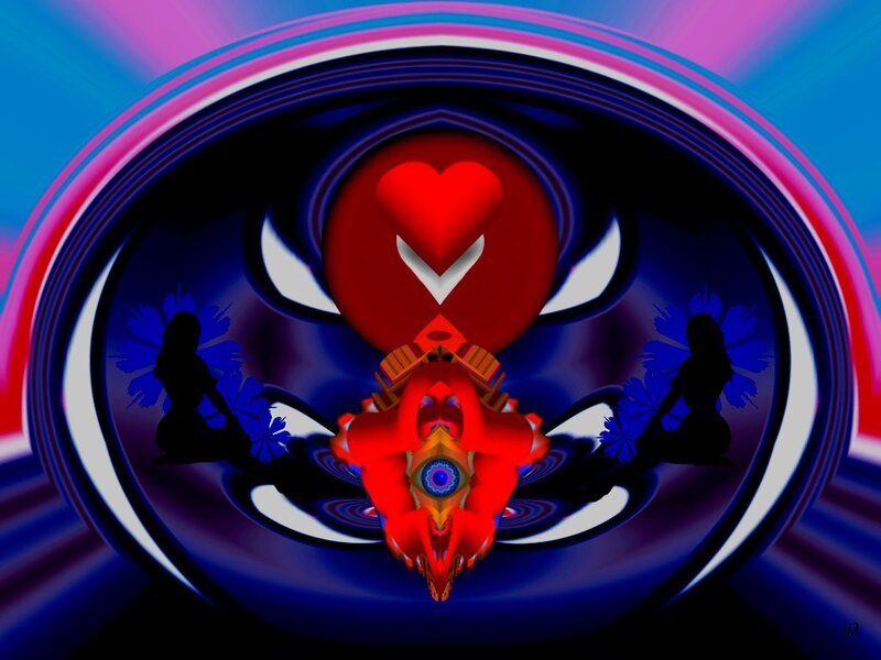 Red Heart with Silhouettes