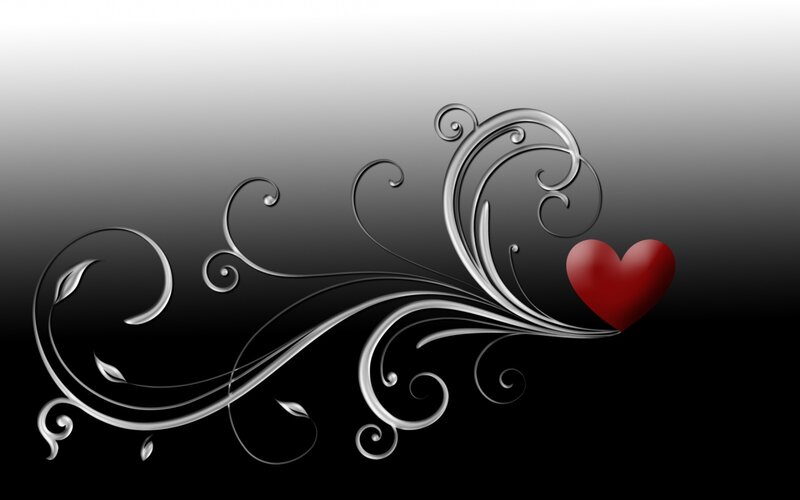Red Heart with Silver Swirls