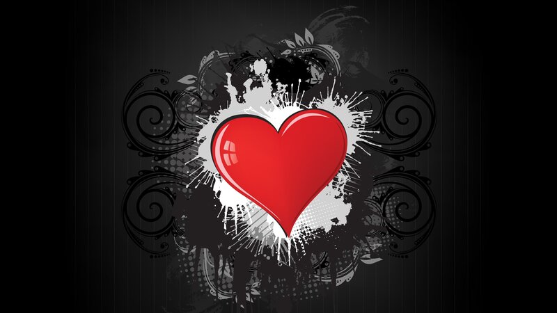 Red Heart with Splatter — Dramatic