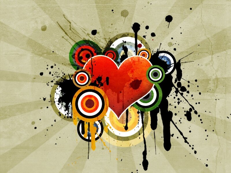 Red Heart with Splatters — Energetic, Digital Art