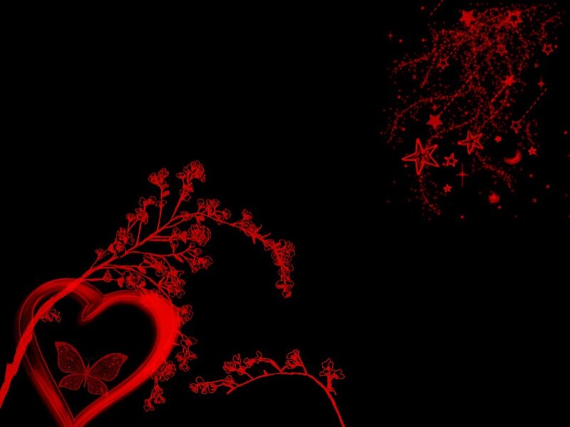 red heart with stars and butterfly