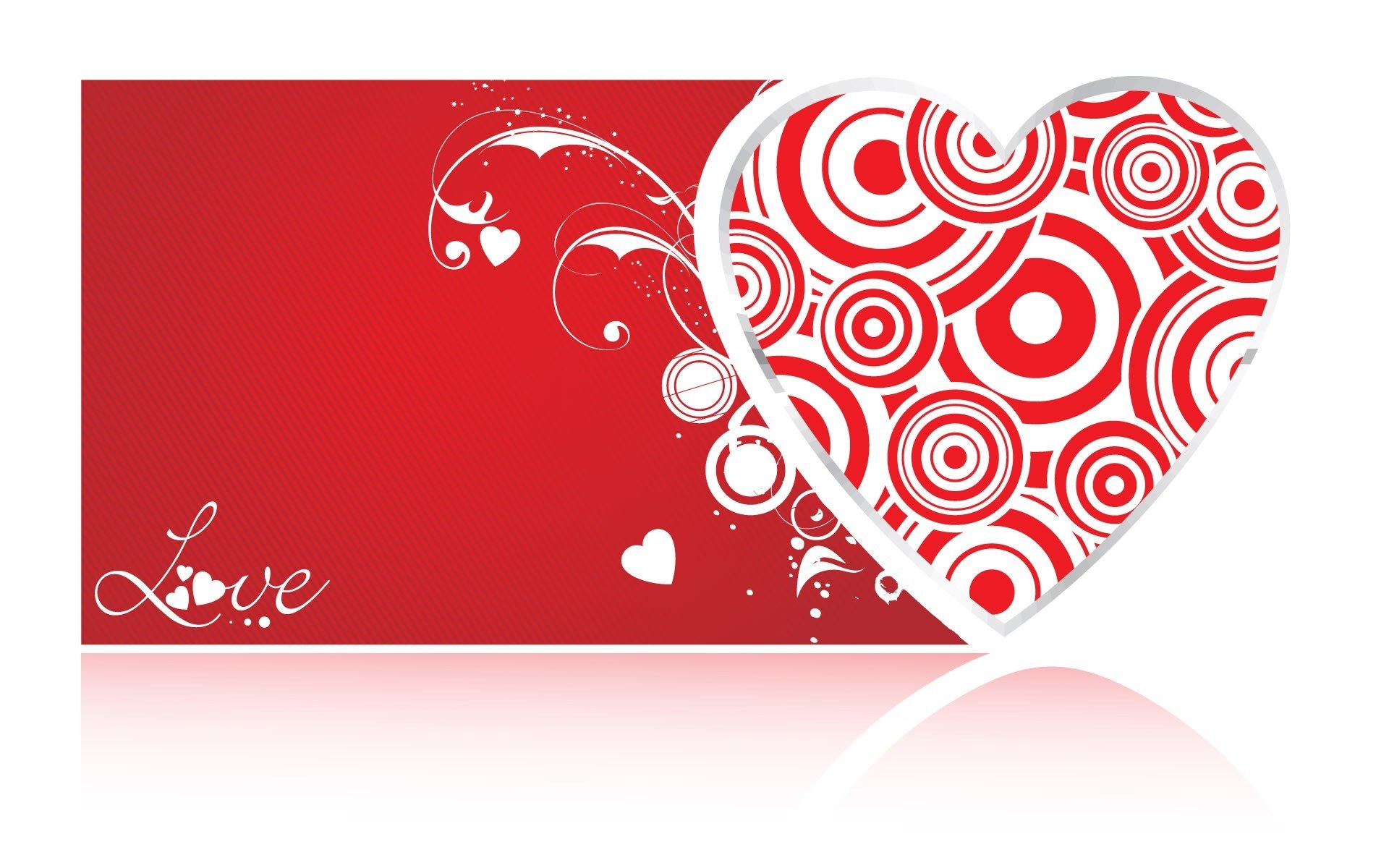 red heart with swirls design
