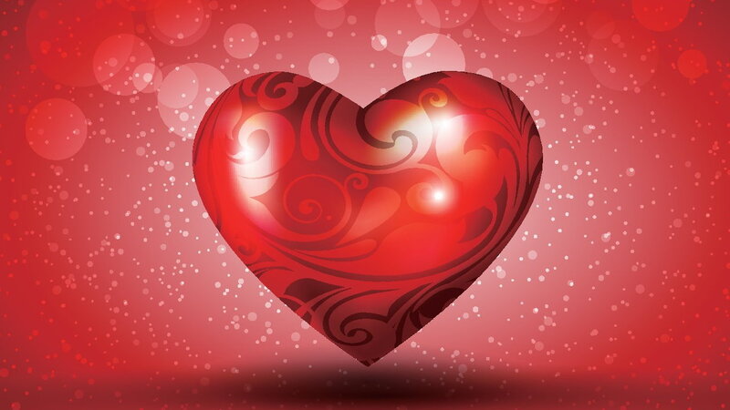 Red Heart with Swirls — Romantic