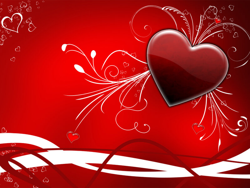 Red Heart with Swirls — Romantic, Vector Art