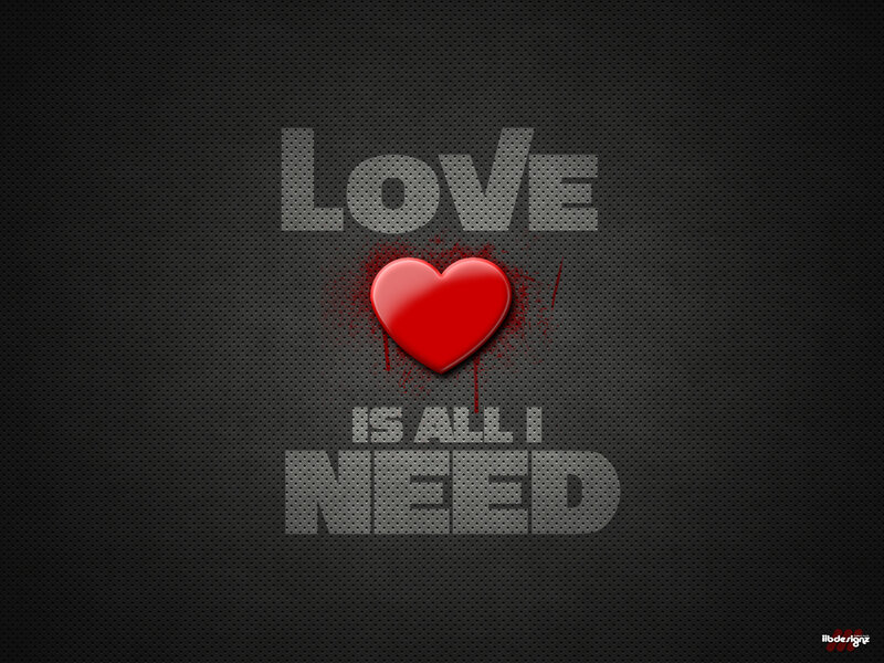 Red Heart with Text — Black, Dramatic, Digital Art