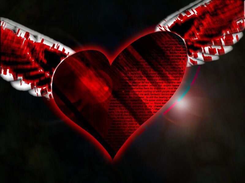 Red heart with text overlay