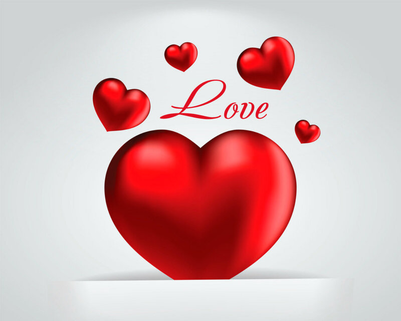 Red Heart with Text — Romantic, 3d Render