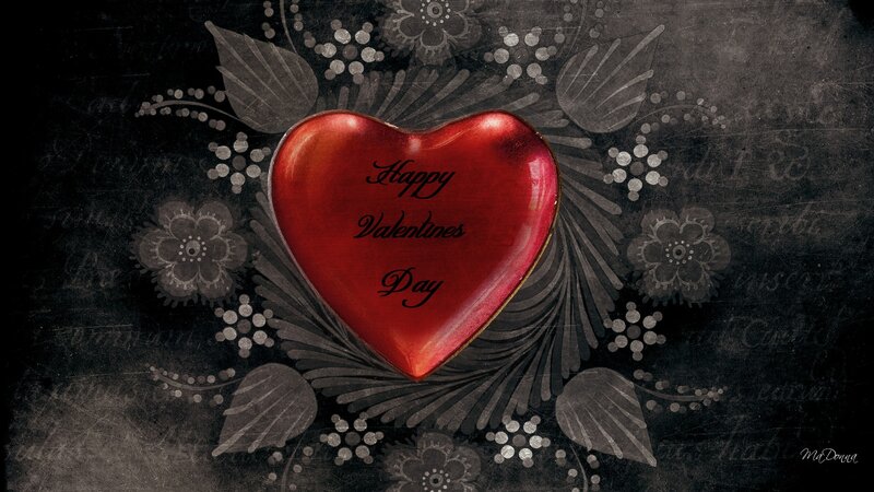 Red Heart with Text — Romantic, Digital Art, Flowers