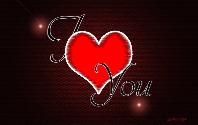 Red Heart with Text — Romantic, Digital Art, Sparkles