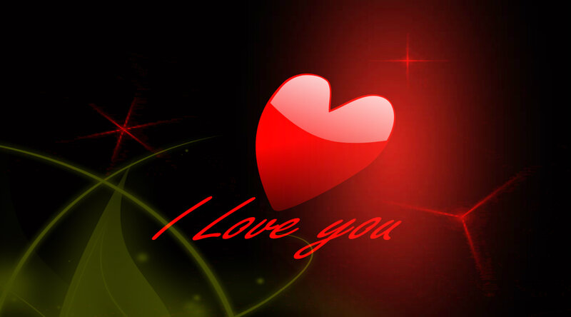 Red Heart with Text — Romantic, Night