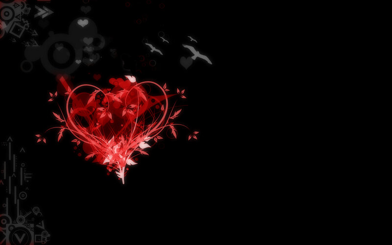 Red Heart with Vines — Black