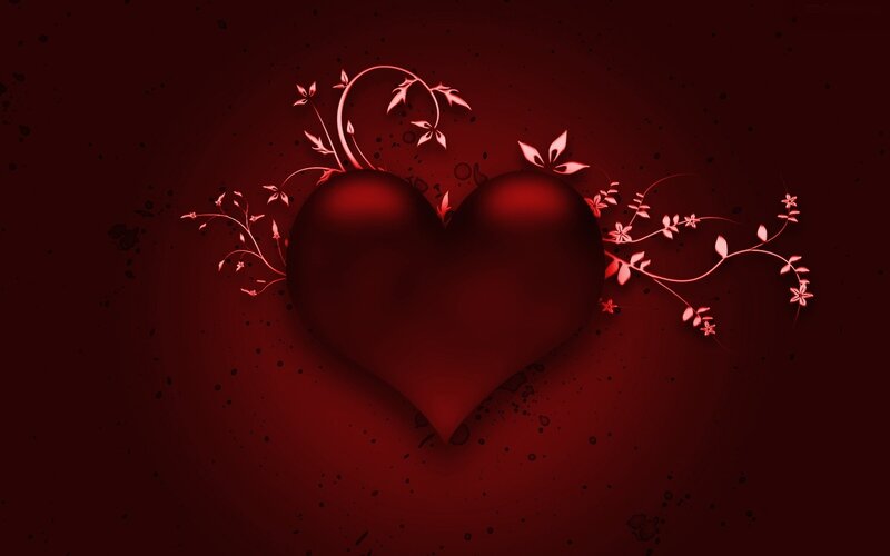 Red Heart with Vines — Romantic, Digital Art