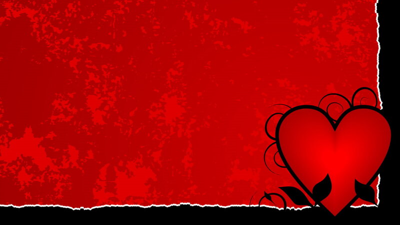 Red Heart with Vines — Romantic, Vector Art