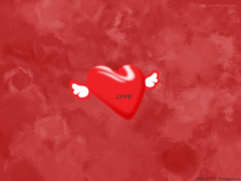 Red heart with wings