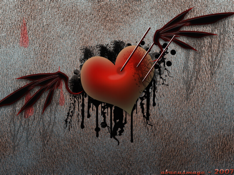 Red Heart with Wings — Dramatic, Digital Art, Arrow