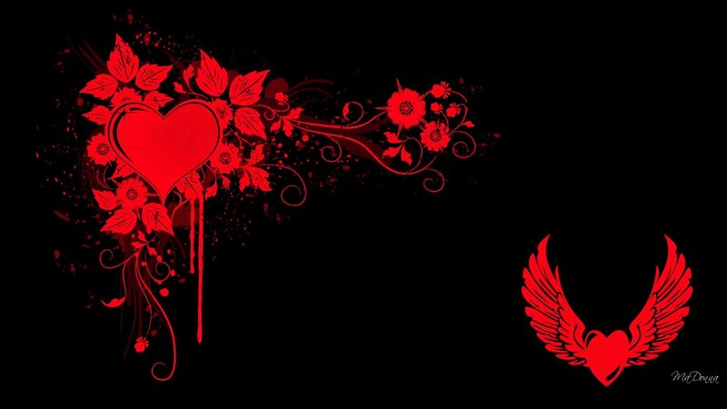 Red Heart with Wings — Dramatic