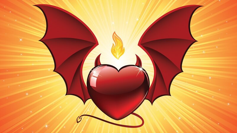 Red Heart with Wings — Dramatic, Vector Art, Flame