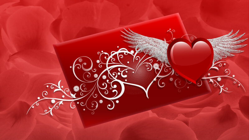 Red Heart with Wings — Romantic, Digital Art, Flowers