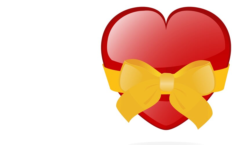 Red Heart with Yellow Bow