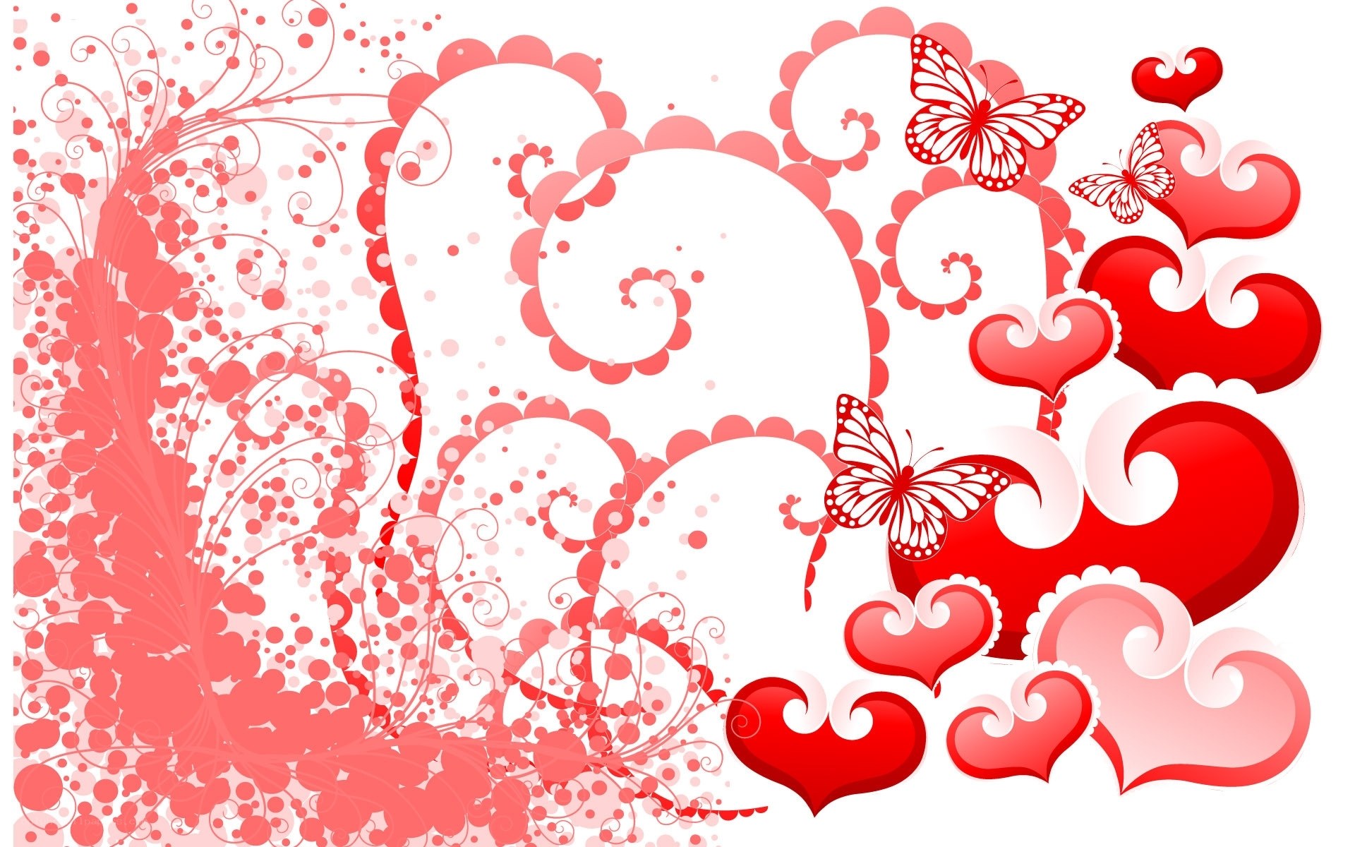 red hearts and butterflies