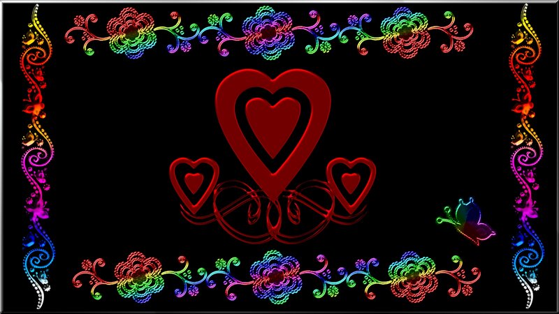 Red Hearts and Flowers — Black