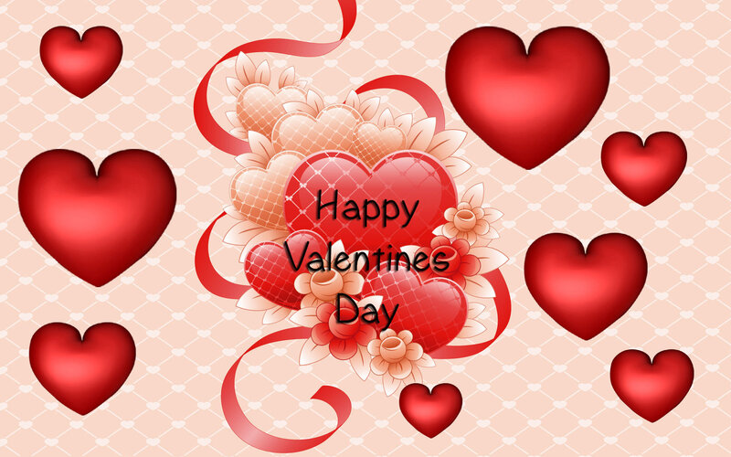 Red Hearts and Flowers — Romantic, Illustration