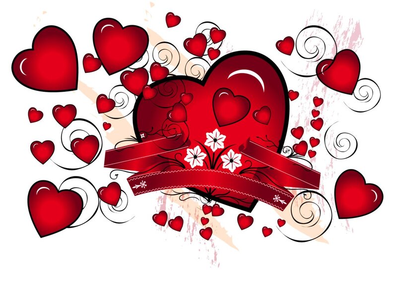 Red Hearts and Flowers