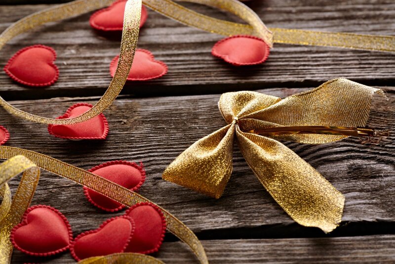 Red Hearts and Gold Ribbon