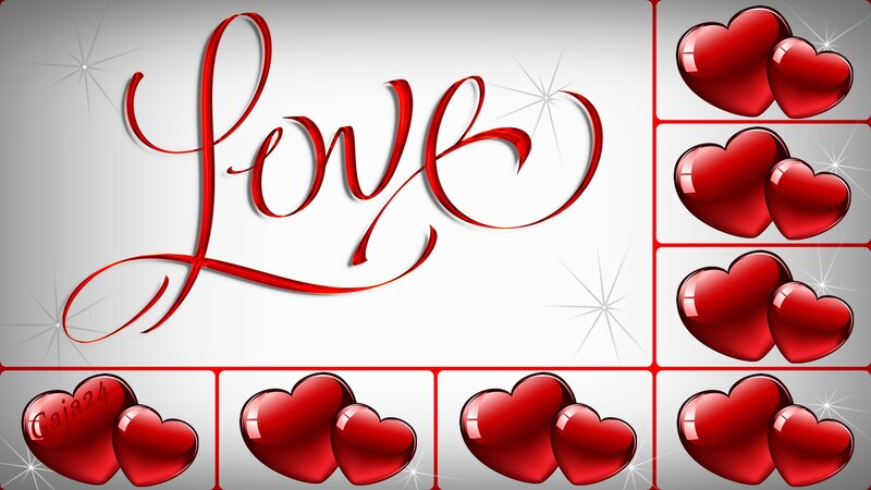 Red Hearts and Love Text