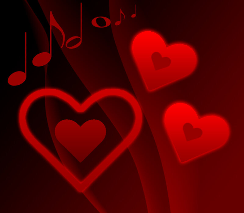Red Hearts and Music Notes — Romantic