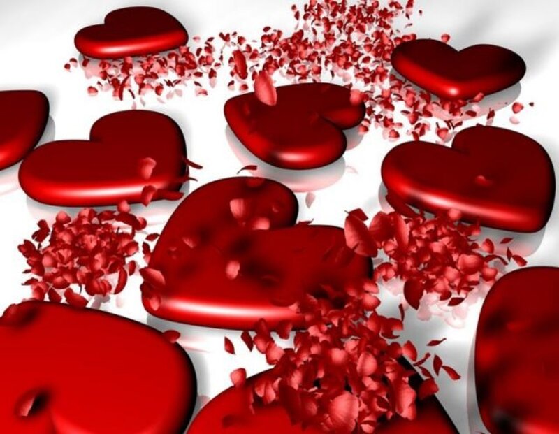 Red Hearts and Petals — Romantic