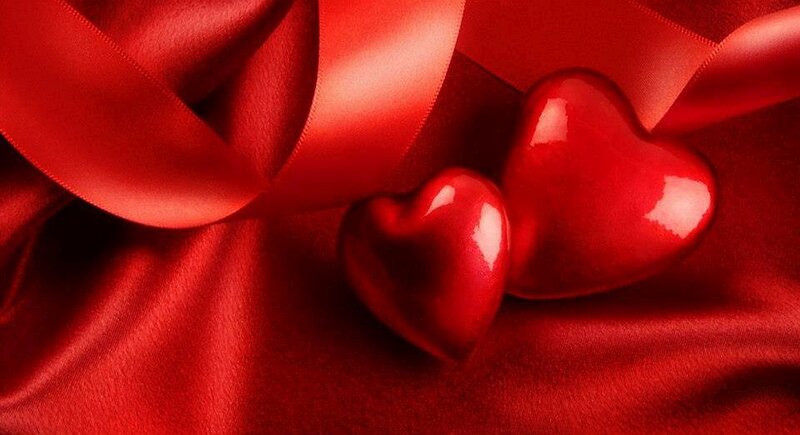Red Hearts and Ribbon — Romantic
