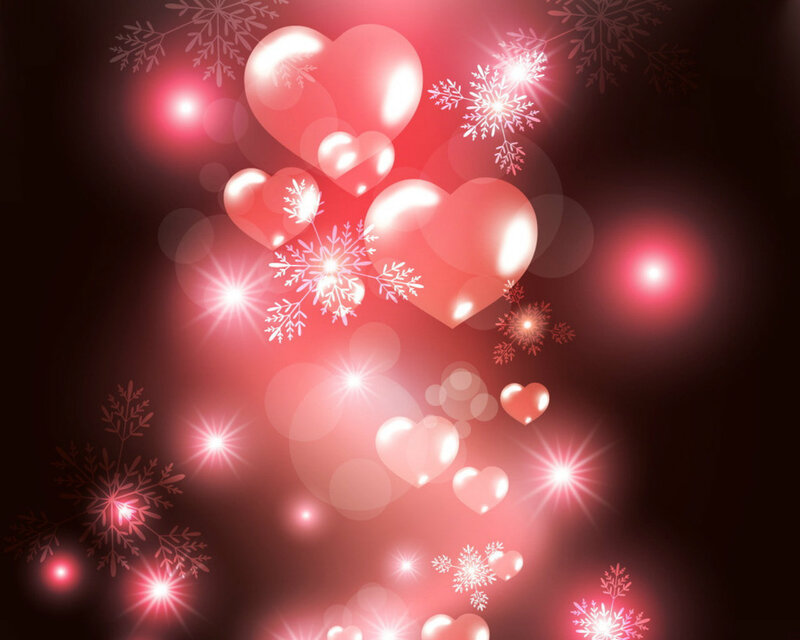 Red Hearts and Snowflakes — Festive, Winter