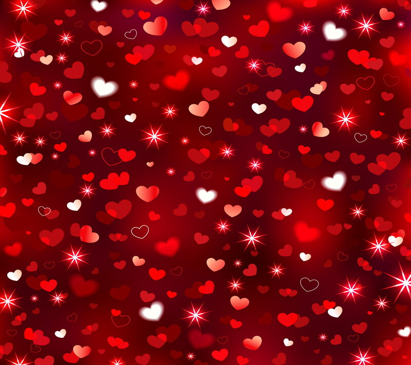Red Hearts and Stars — Festive, Digital Art