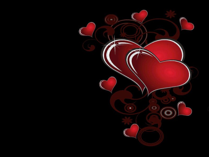 Red Hearts and Swirls — Black, Romantic