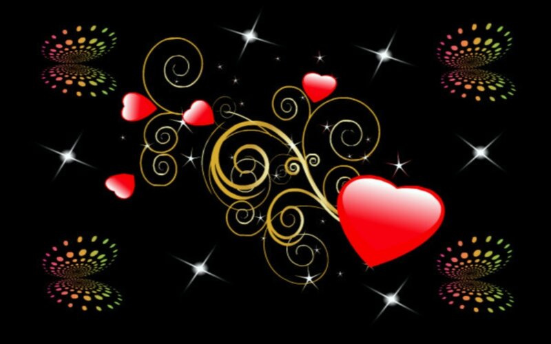 Red Hearts and Swirls — Black