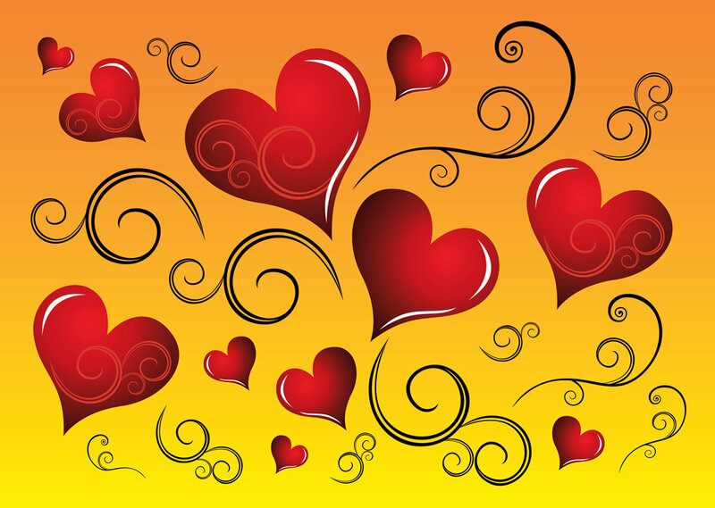 Red Hearts and Swirls