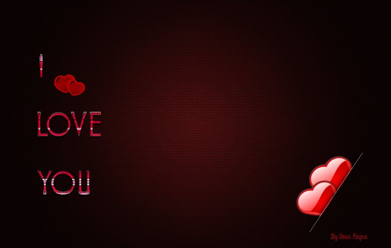 Red Hearts and Text — Romantic, Digital Art