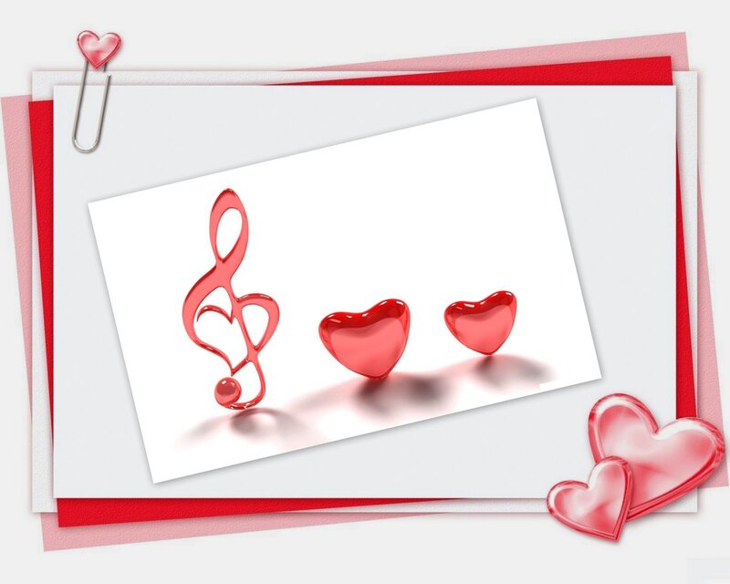red hearts and treble clef