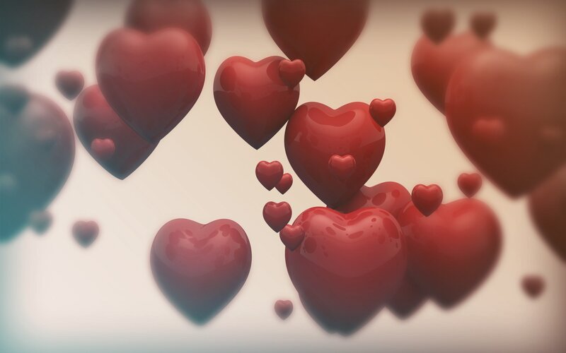 Red Hearts Floating — 3d Render