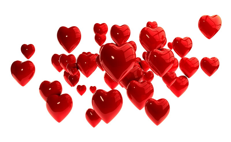 Red Hearts Floating — Calm, 3d Render