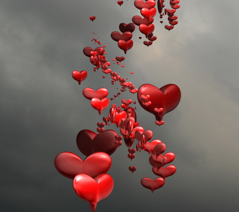 Red Hearts Floating — Dreamy