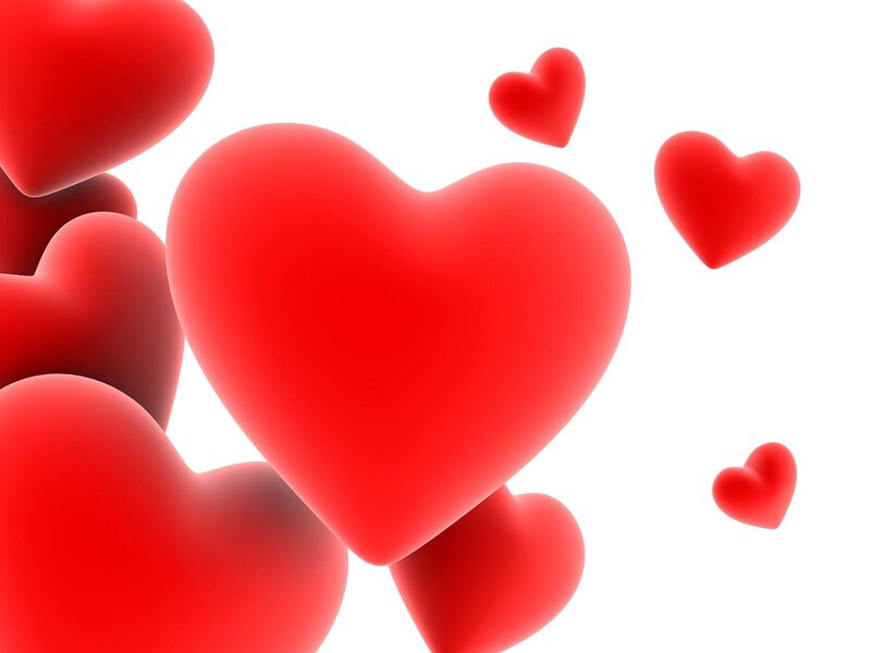 red hearts floating in air