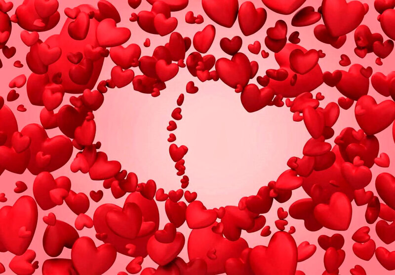 Red Hearts Floating — Romantic, 3d Render