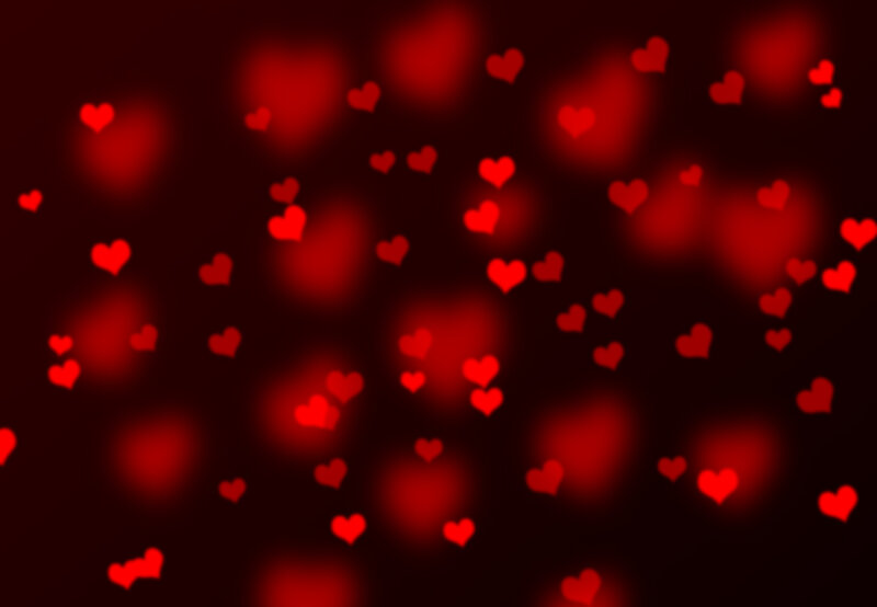 Red Hearts Floating — Romantic, Abstract