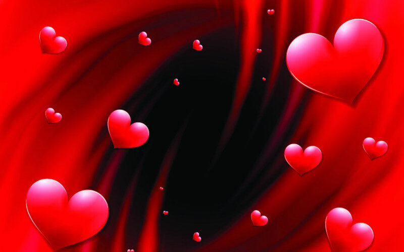 Red Hearts Floating — Romantic, Digital Art, Fabric