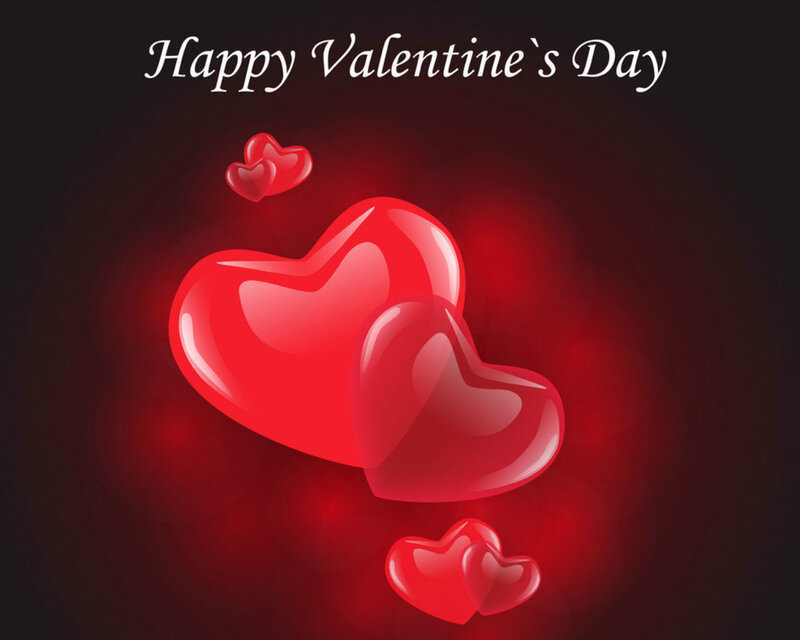 Red Hearts Floating — Romantic, Digital Art, Text